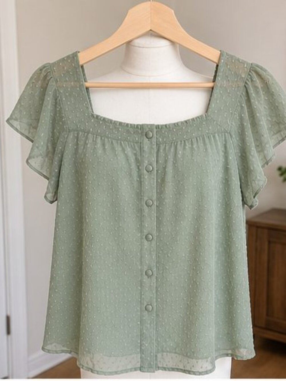 Sage Pleated Blouse